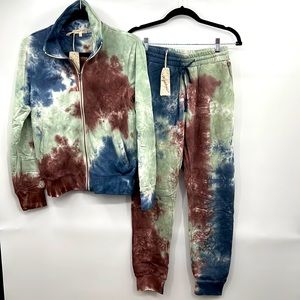 🆕Mystree-Buckle Sweatsuit Set Tie Dye Cotton Terry Loungers S, M & Lg New